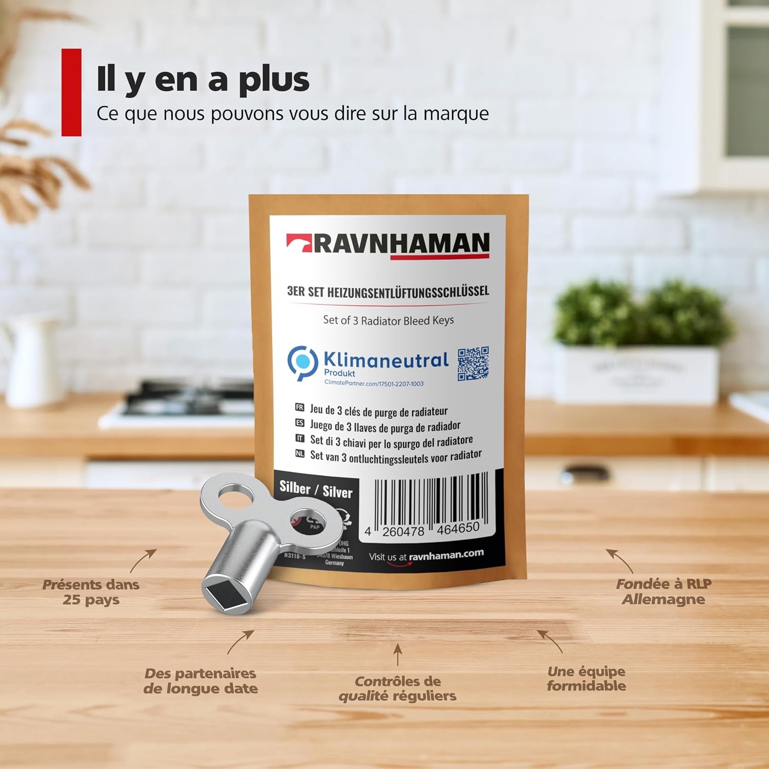 Thumbnail 6 de RAVN HAMAN 3 clés de purge en acier pour radiateurs en aluminium