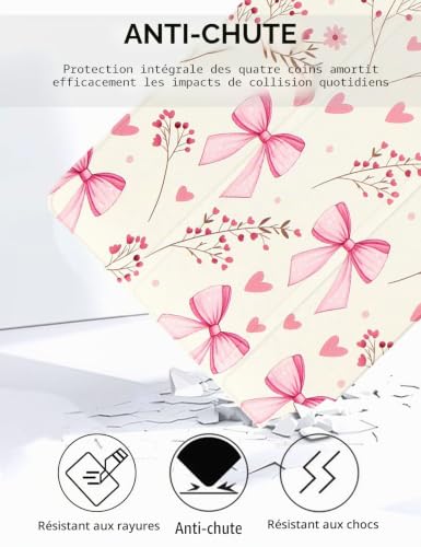 Detalle 2 de Fycyko Étui pour iPad 11" (A16) et iPad 10e Génération 10,9" – Motif Nœud Rose avec Porte-Cryon et support à trois volets