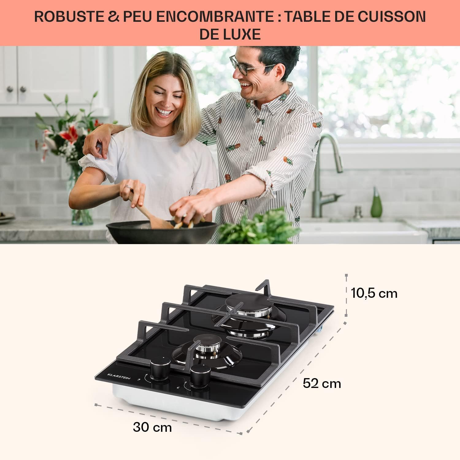 Thumbnail 5 de Klarstein Tables de Cuisson électrique à 2 feux (4000 W) en acier inox : plaque gaz/camping avec sécurité