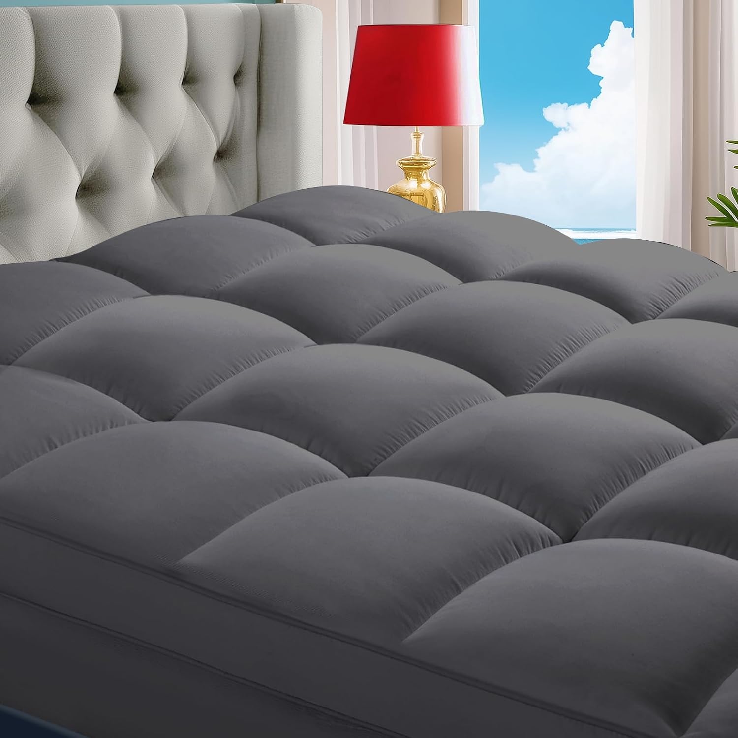 Detalle de CHOPINMOON CPCAMT001 Queen Mattress Topper, 3-Zone Pillow Top