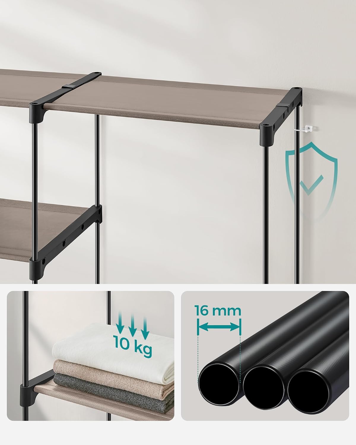 Thumbnail 6 de SONGMICS RYG037R02 – szafa na ubrania 182 × 43 × 182 cm, 11 półek