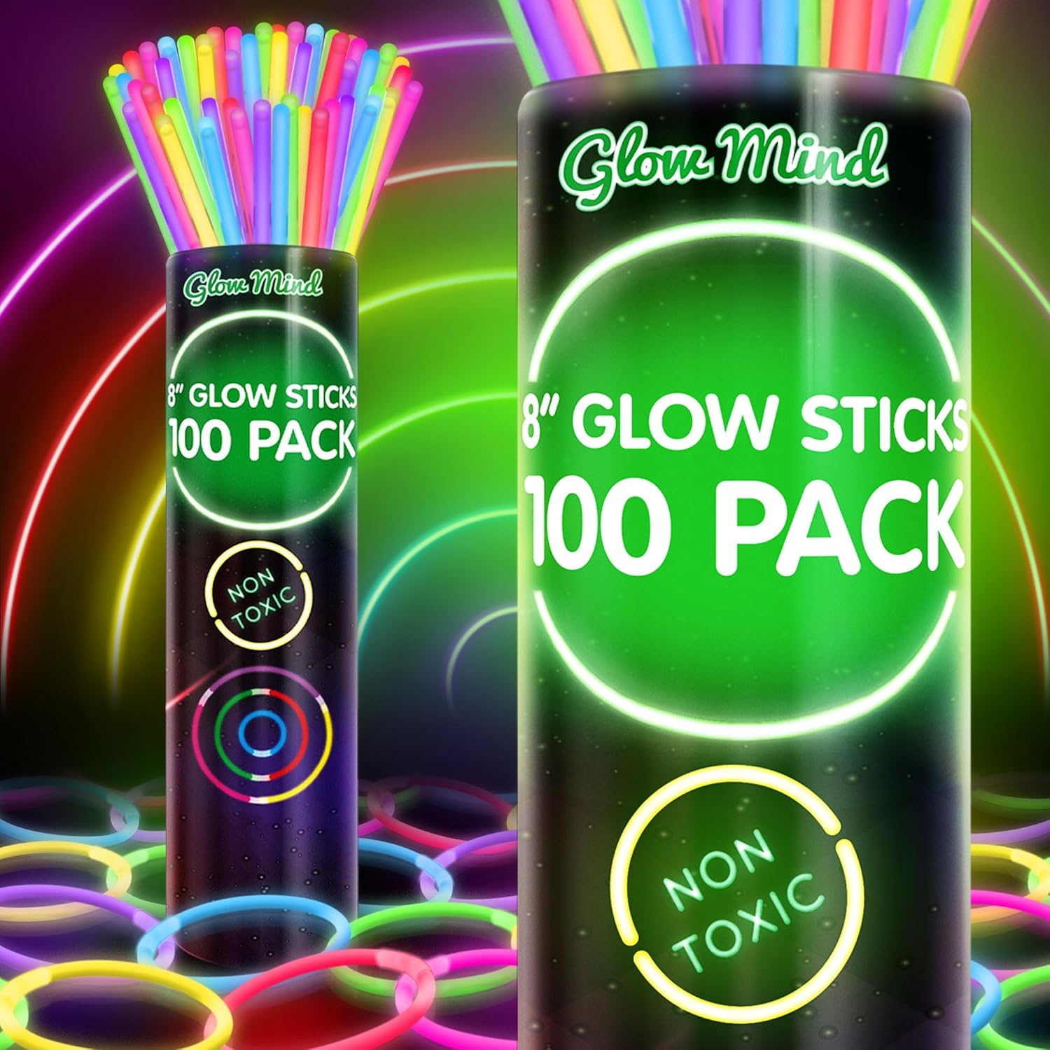 100 Ultra Bright Glow Sticks, 8" 🎉