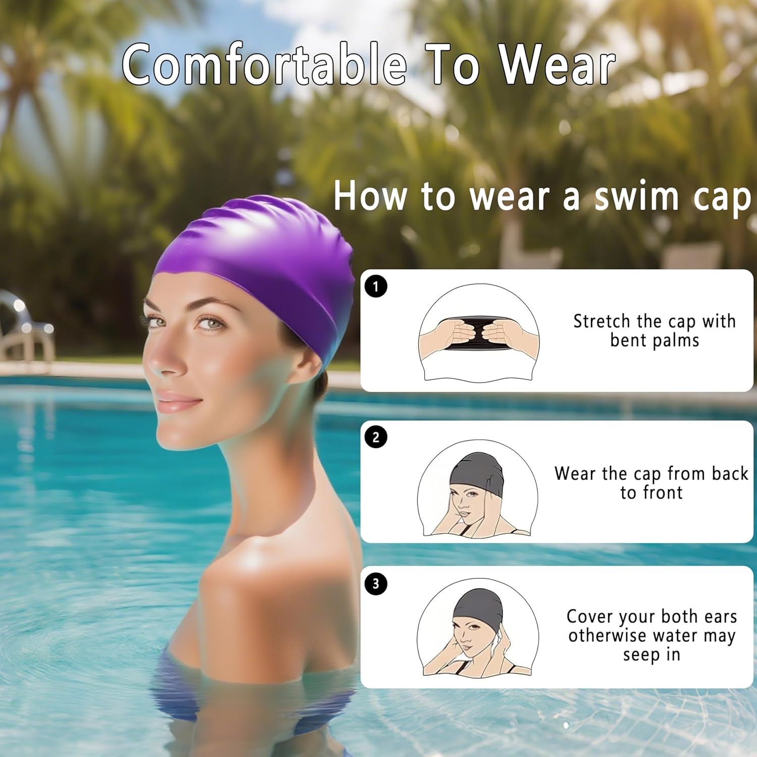 Detalle de Xcdhemde Cuffia da Nuoto Unisex in Silicone: Comfort, Elasticità e Protezione per Capelli in Piscina