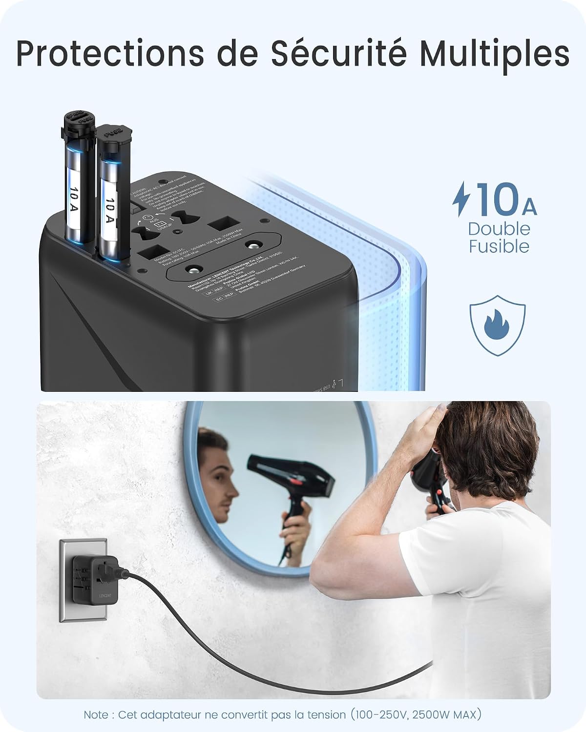 Thumbnail 5 de LENCENT Adaptateur universel 1000W
