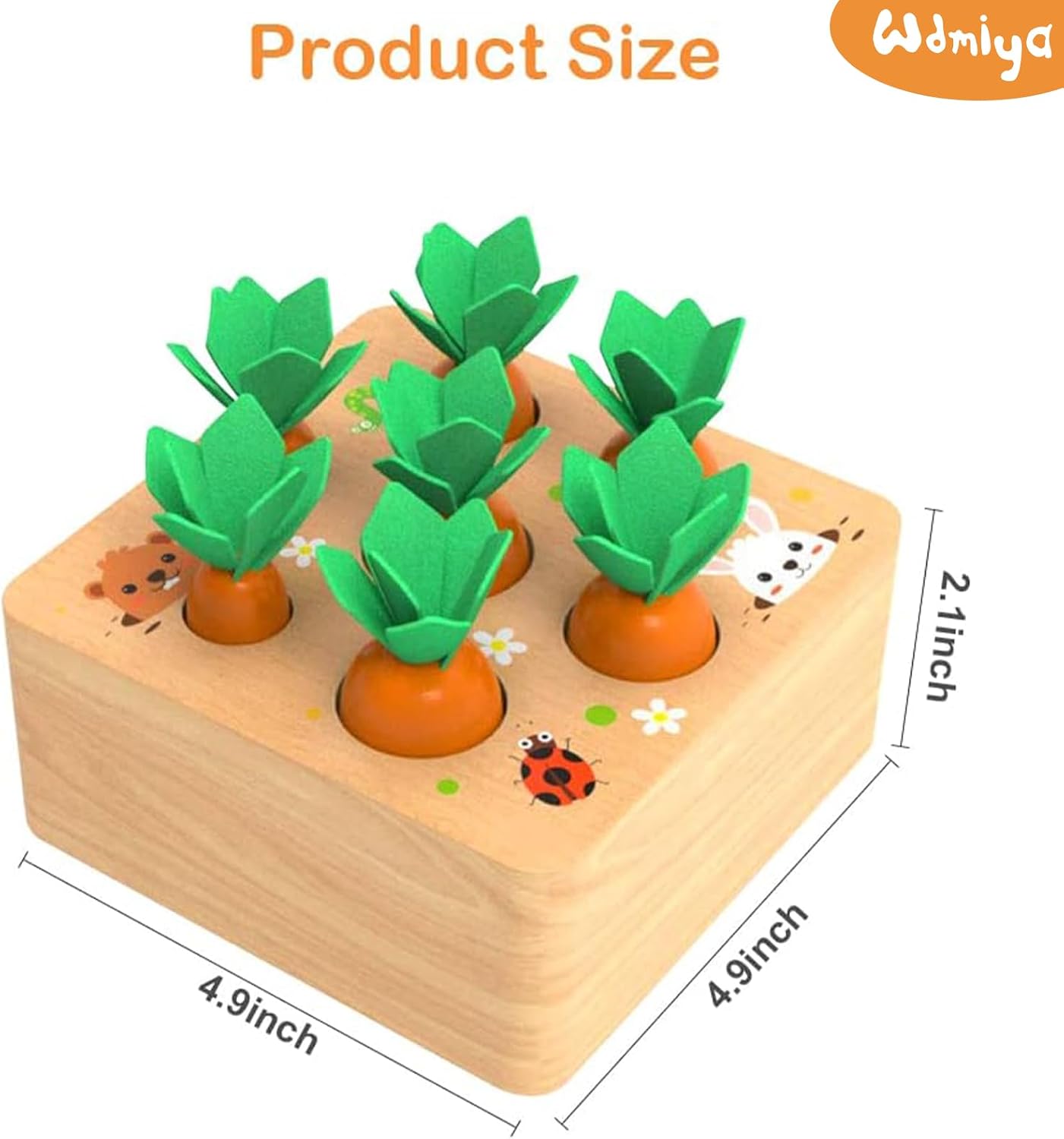 Detalle 2 de Wdmiya Carrot Sorting Wooden Montessori Toy 7pcs