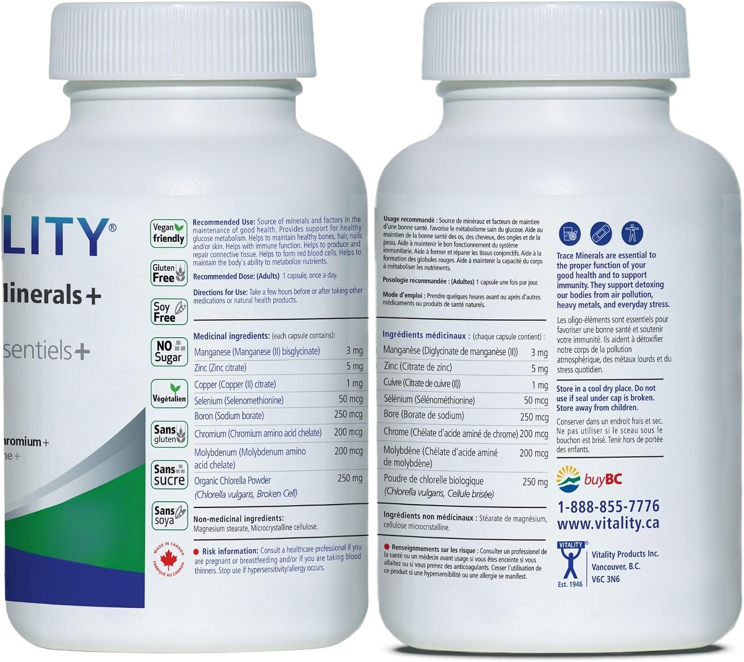 Detalle 2 de VITALITY 15913 7-in-1 Trace Mineral Capsules with Organic Chlorella