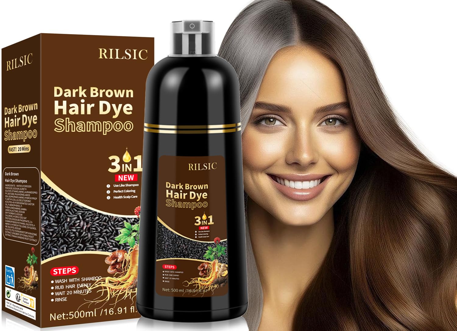 Thumbnail 6 de Haarfärbeshampoo Braun 3-in-1 Shine Braun 500 ml
