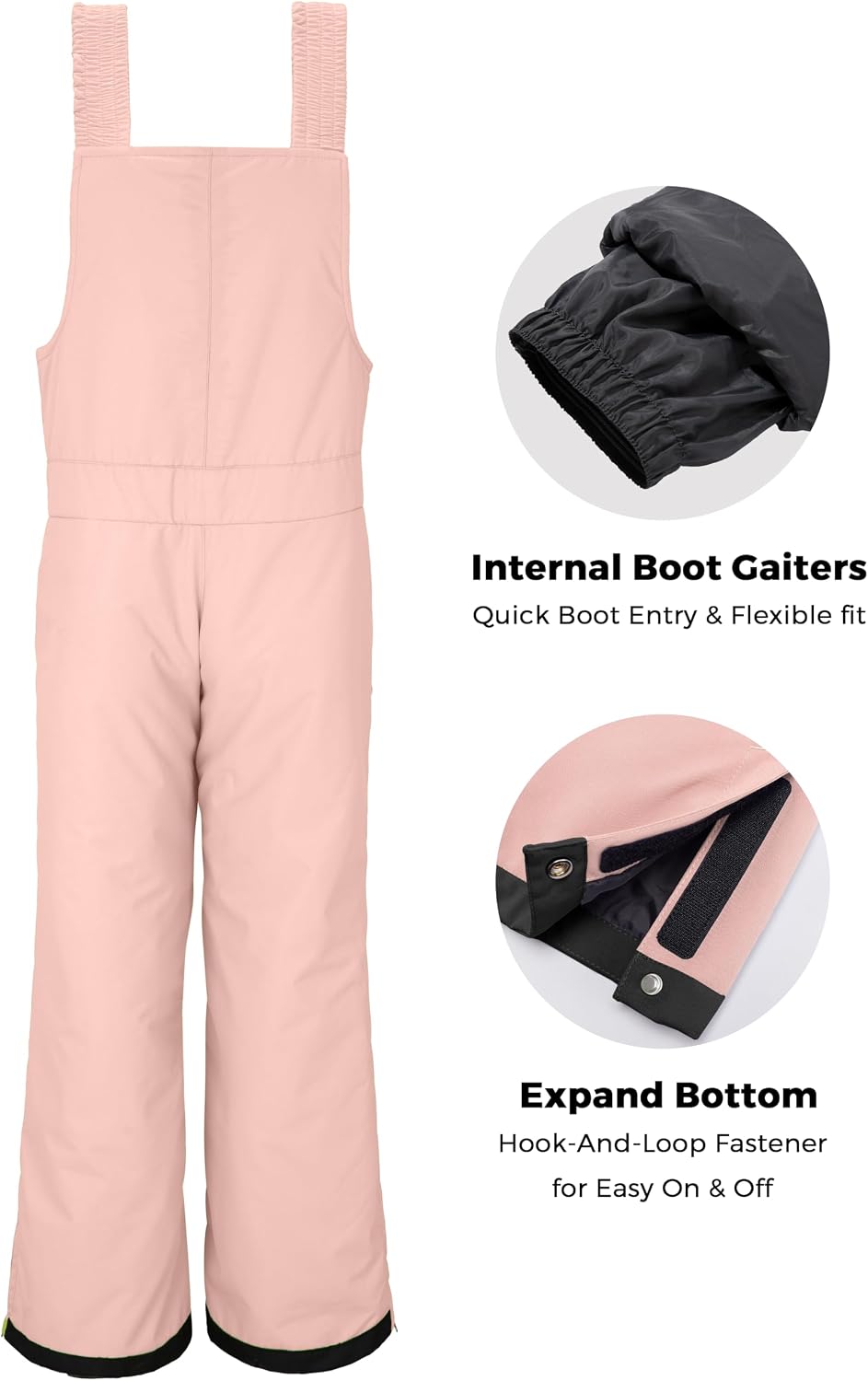 Detalle de Wantdo QT005 Girls’ Insulated Ski Bib Pants, 10,000 mm Waterproofing