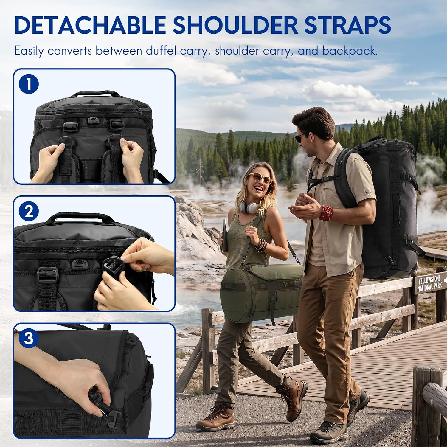 Thumbnail 2 de Haimont Heavy Duty Convertible Travel Duffel Backpack 90L