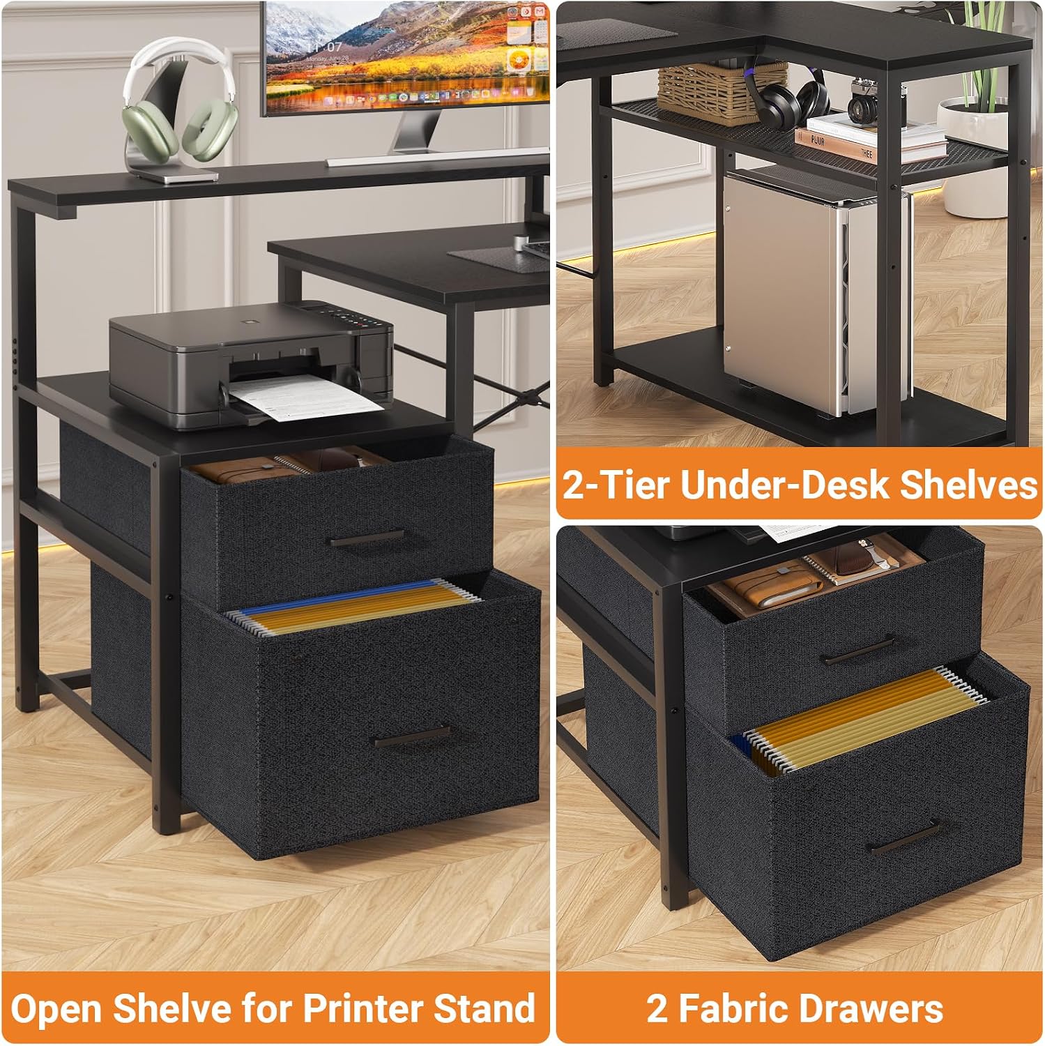Thumbnail 6 de Aheaplus L-Shaped Desk with MDF Board