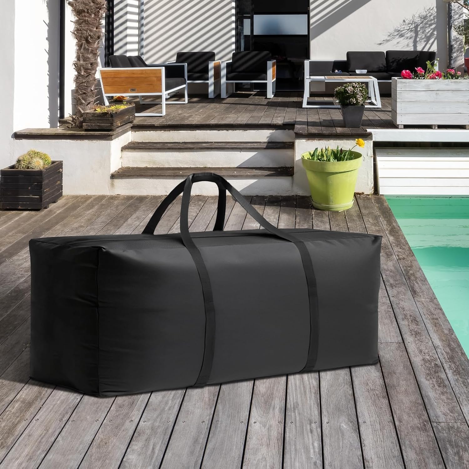 Detalle 2 de Waterproof Patio Cushion Storage Bag (173 × 51 × 76 cm) – heavy-duty Oxford cover with dustproof & UV protection