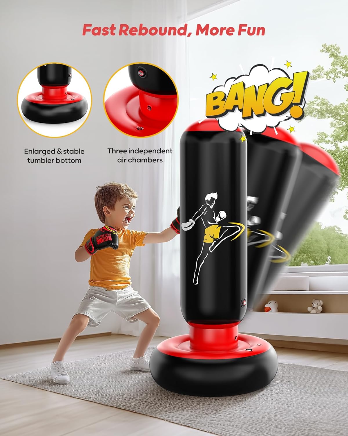 Thumbnail 5 de QPAU Kids 66-inch Inflatable Punch Bag for Training 🥊