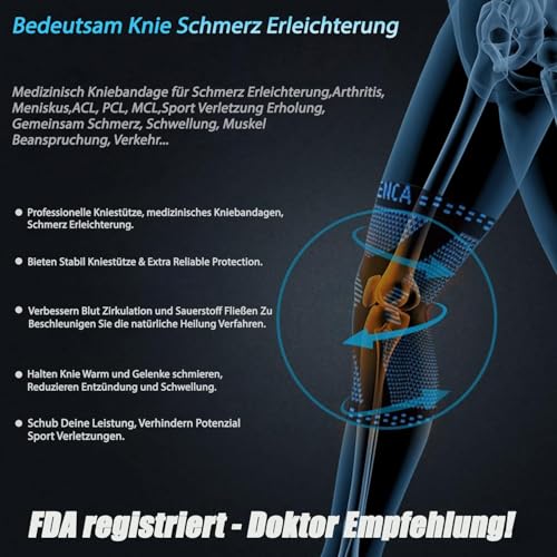 Thumbnail 3 de NEENCA Knieorthese mit Patella-Gel-Pads und Feder-Seitenstabilisatoren