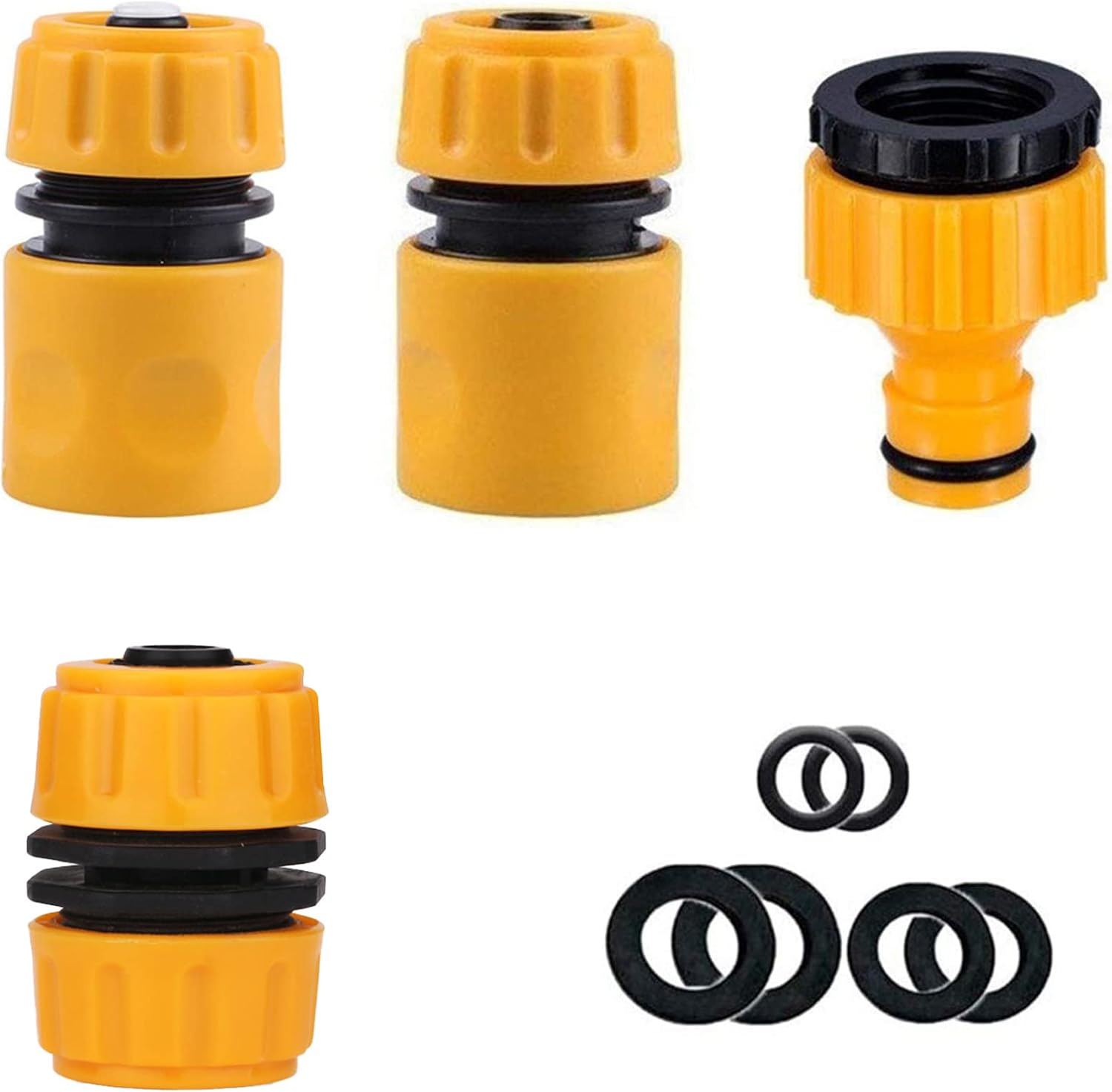 Detalle de TOPWAYS Garden Hose Connector Set: 4‑Piece ABS Kit for Quick Connect, Waterstop, 2-in-1 Tap Connector and Repair