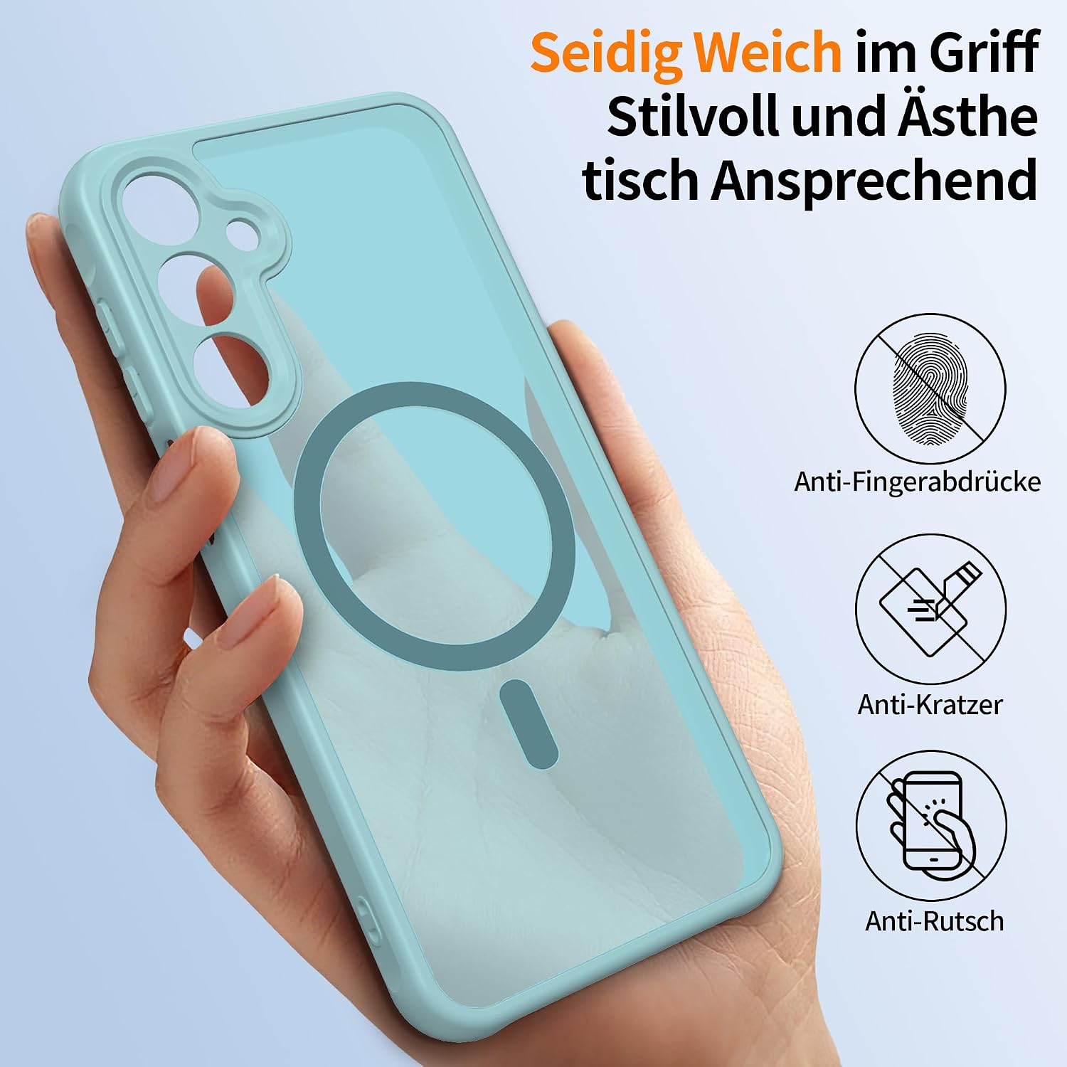 Thumbnail 6 de Jshru Hülle für Samsung Galaxy A16 4G/5G – Militärstoßfest, MIT 2 Panzer-Schutzglas, MagSafe-kompatibel, Mintgrün