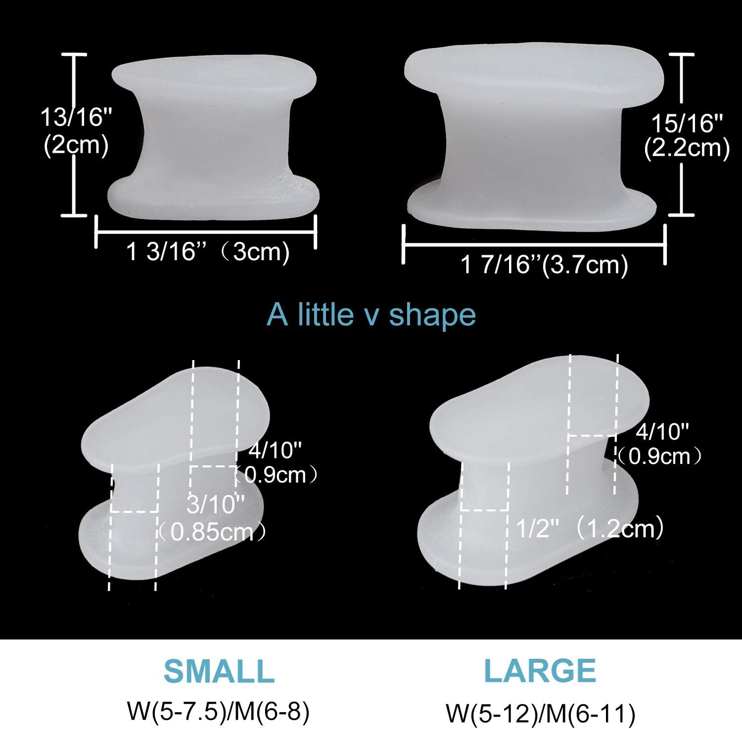 Detalle 2 de Povihome Small Silicone Toe Spacers, 0.3-Inch Gel, 10-Pack