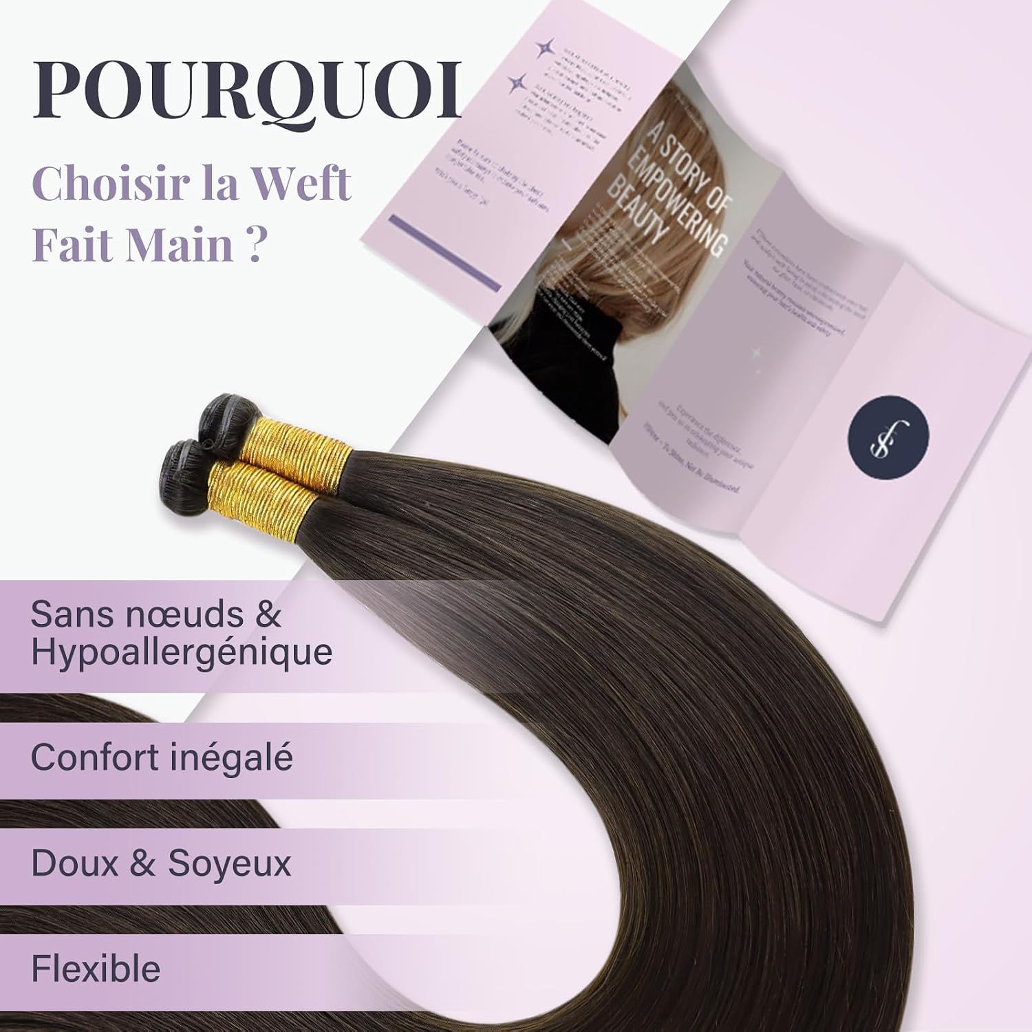 Detalle de Fshine Extension Capelli Veri Genius Tessitura 45 cm – Castano Scuro, 50 g