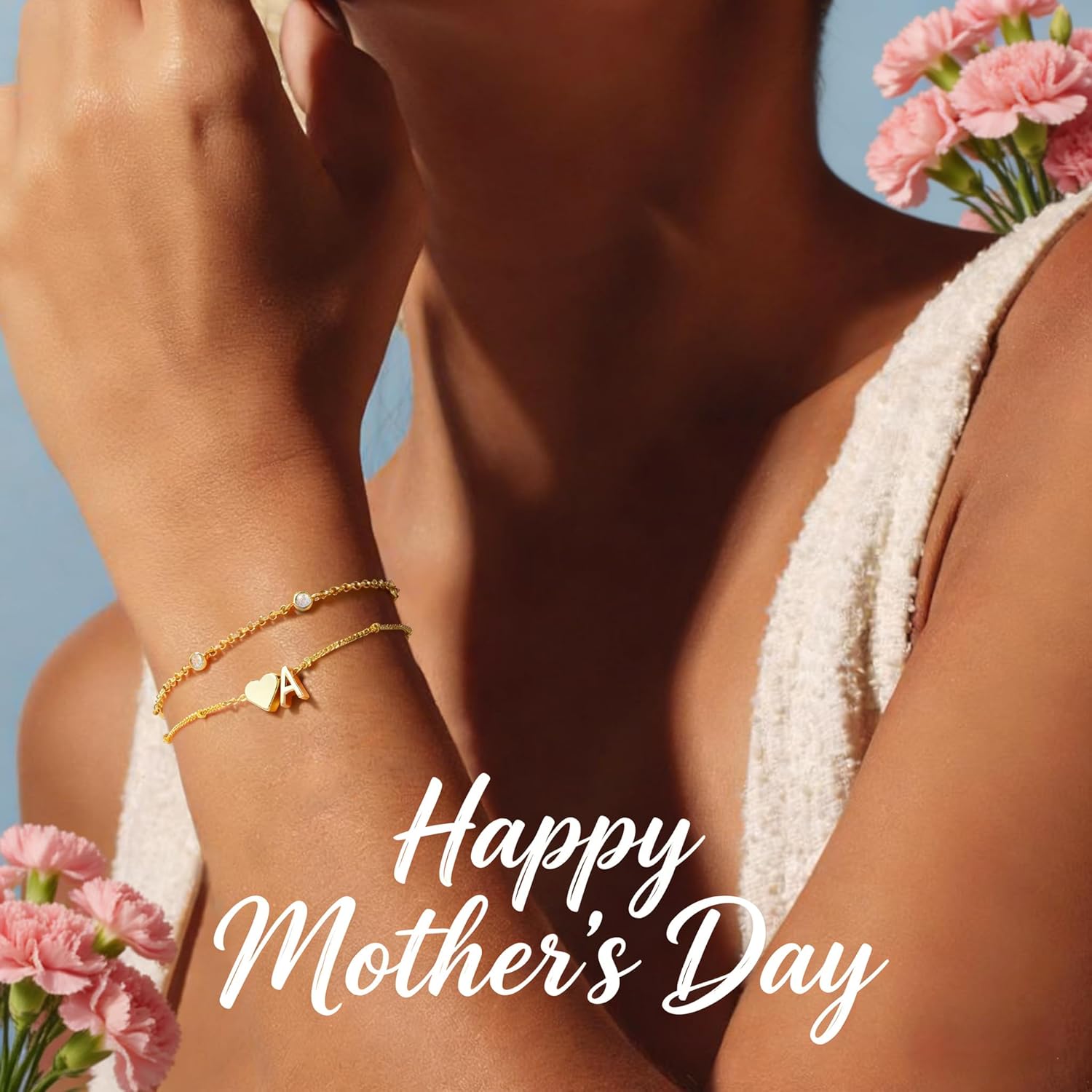 Thumbnail 1 de Turandoss Muttertagsgeschenk: Initialenarmband mit Herz, 14K vergoldet (Zirkonia)