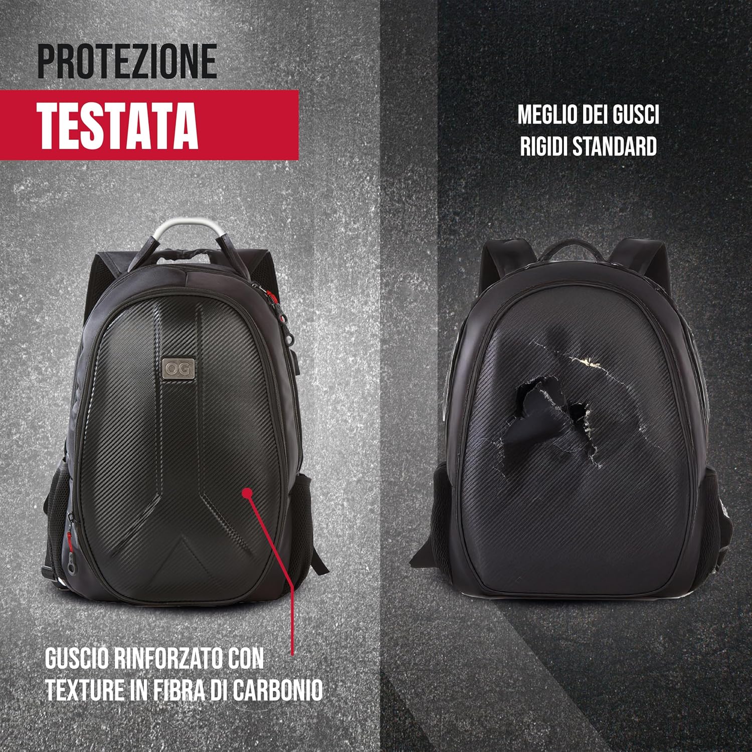 Detalle de OG Original GetAway Zaino moto impermeabile 35–45 L, grande capacità espandibile e casco portatile