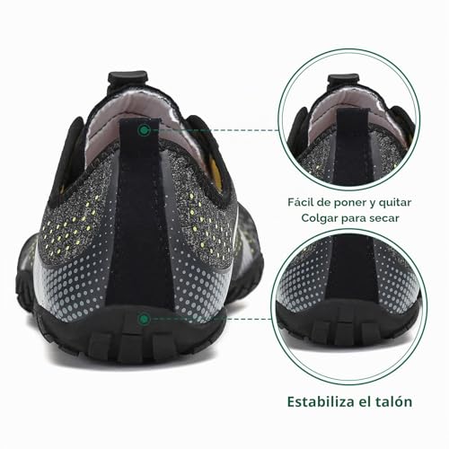 Detalle de SAGUARO Barefoot: Zapatillas Minimalistas con Suela Zero Drop (Negro Ahumado)
