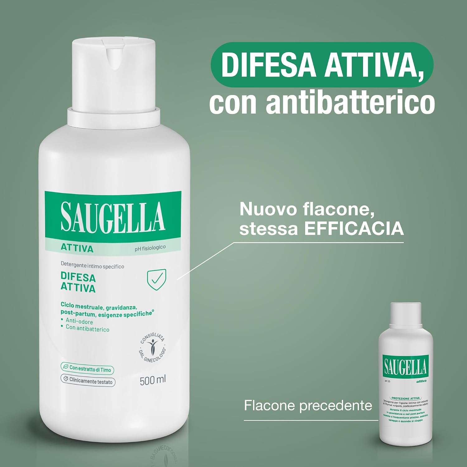 Detalle 2 de Saugella Attiva detergente intimo antibatterico pH 3,5 500 ml