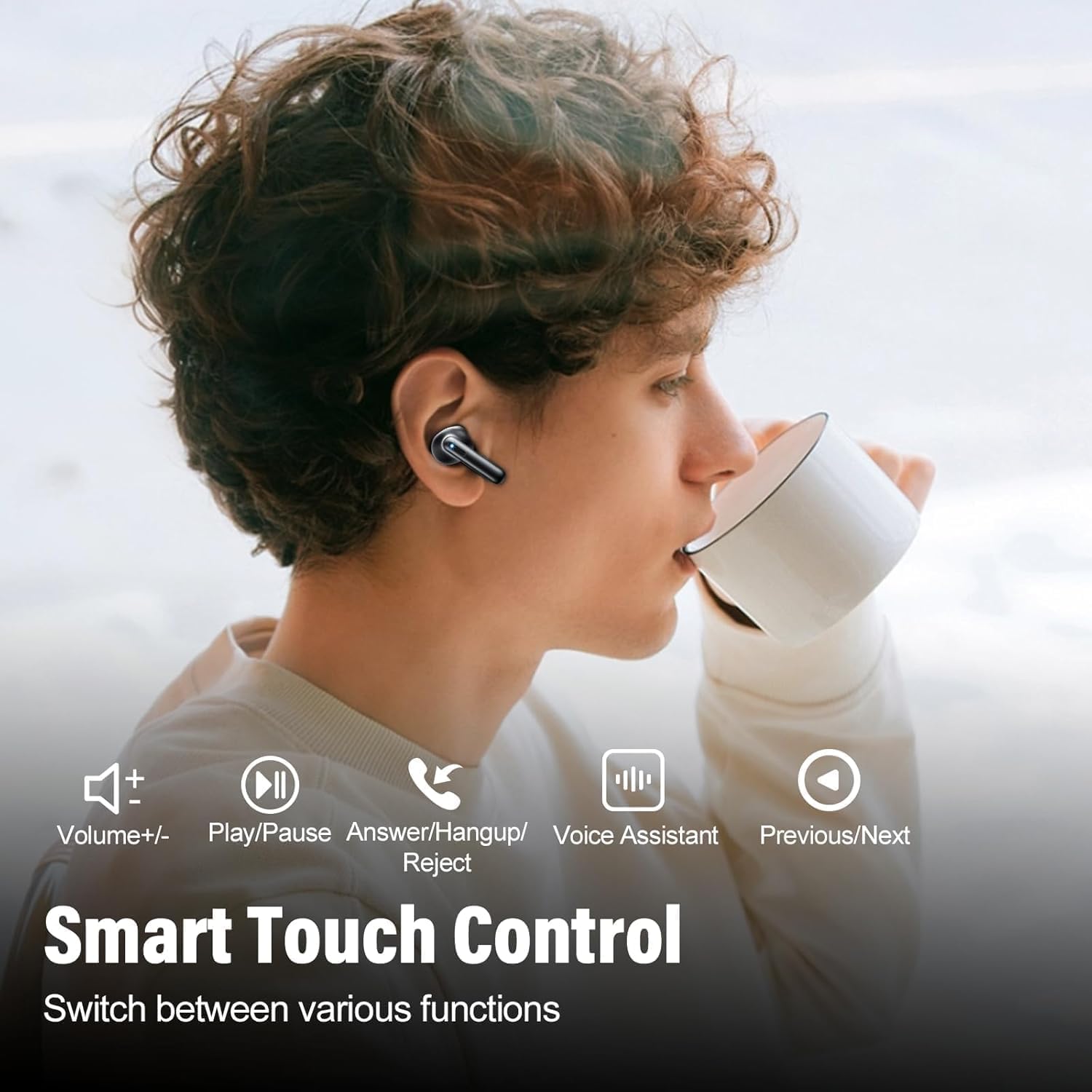 Detalle de Nerunsa 2026 Cuffie Bluetooth 5.4: Auricolari In Ear HiFi con ENC, 50 Ore e Display LED