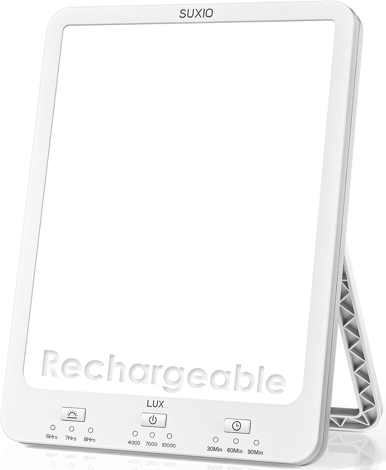Detalle de SUXIO DCK-1 Rechargeable Light Therapy Lamp, 10,000 Lux, Wake-Up Timer