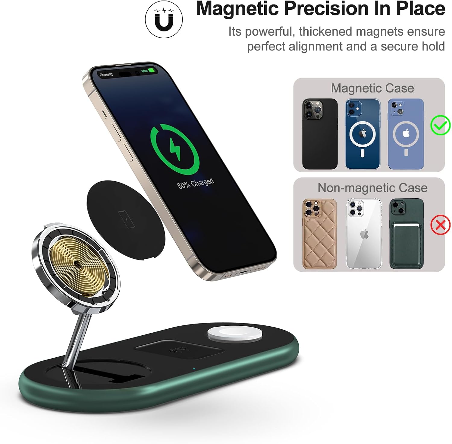 Thumbnail 2 de 3-in-1 Charging Station for Apple Devices (Mag-Safe) with Adjustable Stand for iPhone, Apple Watch & AirPods