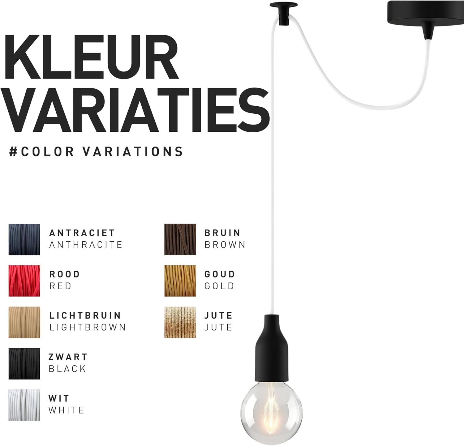 Thumbnail 6 de smartect textielkabel voor lampen, 2-aderig, zwart, 10 meter