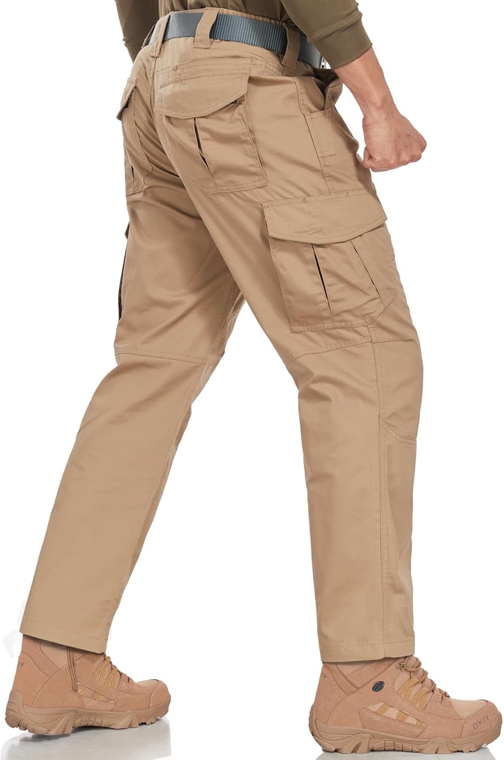 Detalle de SPOSULEI Cargohose Herren – Leichte Outdoor- und Arbeitshose mit Ripstop, 9 Taschen