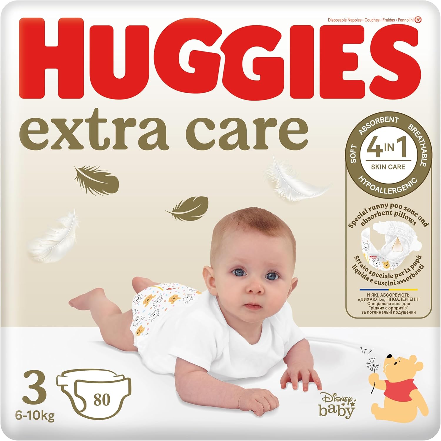 Detalle de Huggies Extra Care Pannolini Taglia 3 (6-10 Kg) – 80 pezzi, Design Disney