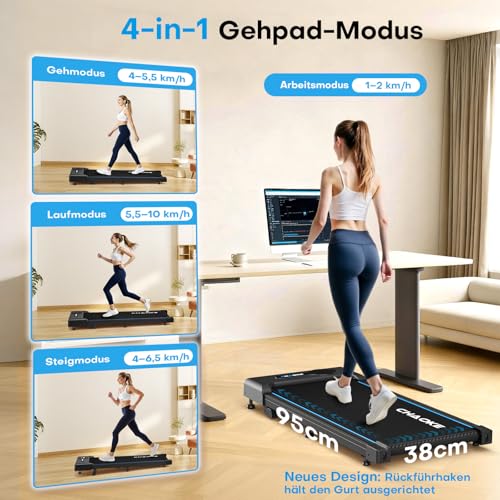 Thumbnail 2 de CHAOKE Walking Pad: Schreibtisch-Laufband mit 9% Steigung, 2,75 PS leisem Motor und 150 kg Belastbarkeit