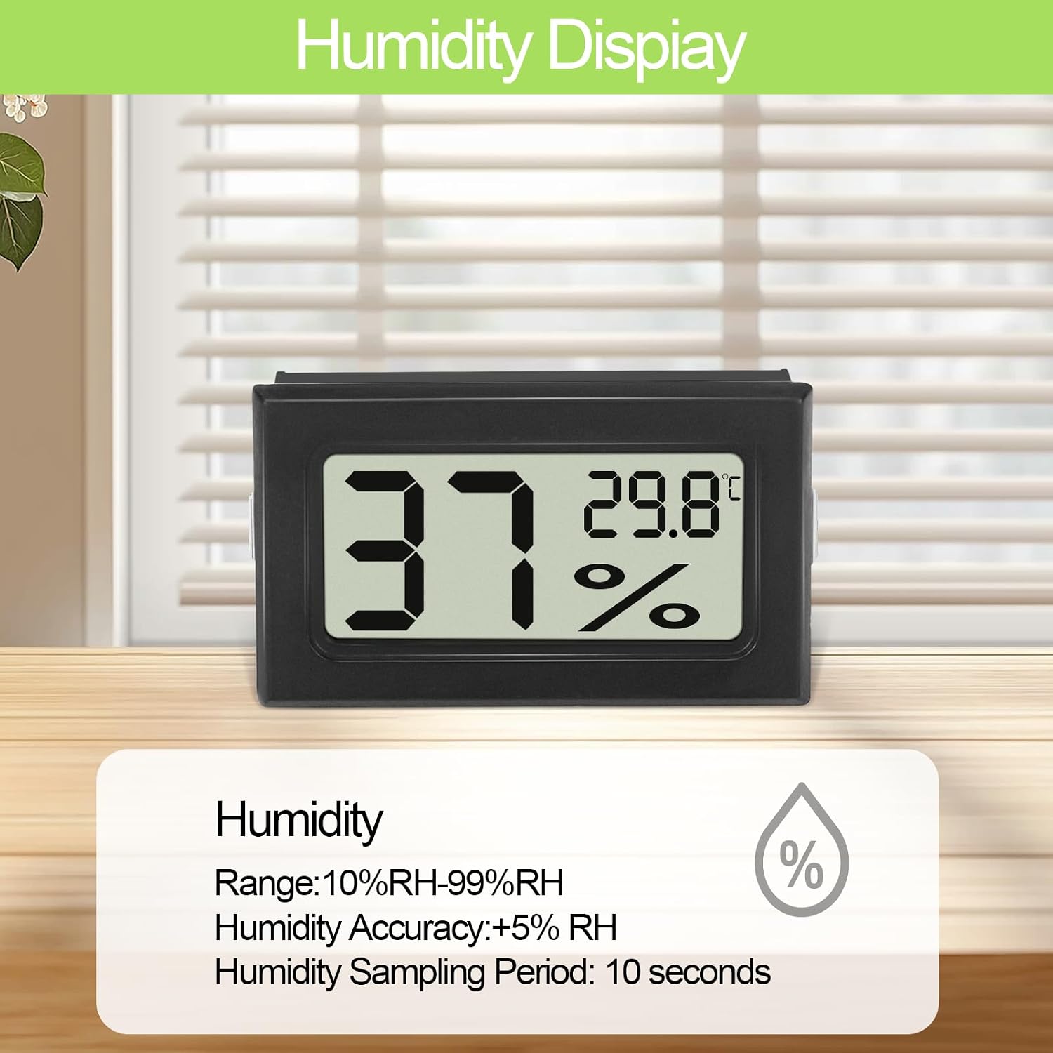 Detalle de Farerkass Hygrometer – kompaktes Digitalthermometer mit LCD-Display für Innenräume