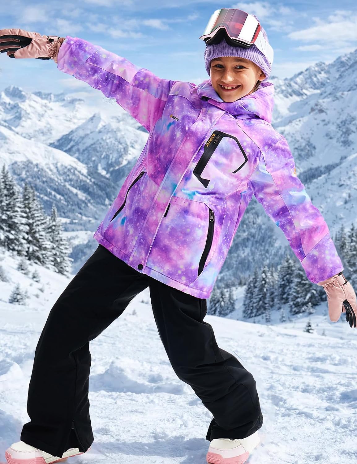 Thumbnail 2 de GEMYSE Girl's Waterproof Ski Jacket with Hood