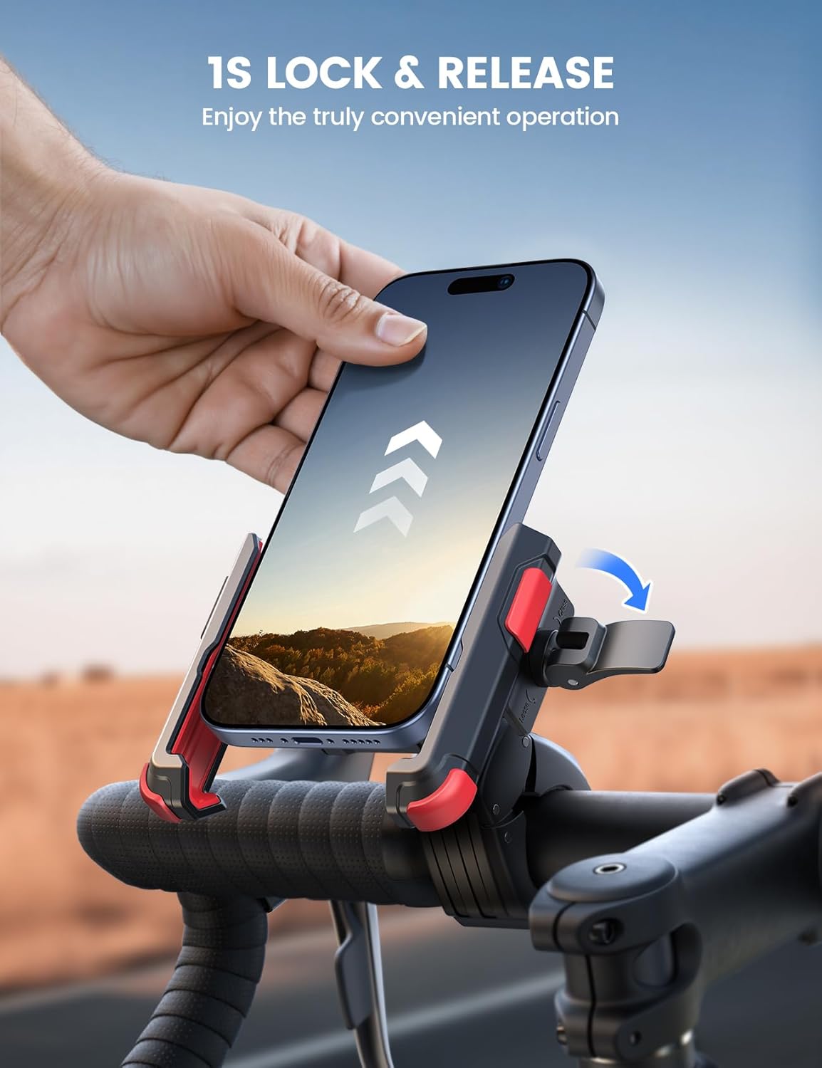 Detalle de Lamicall Motorcycle Bike Phone Holder with 1s Quick Release – Universal Handlebar Mount