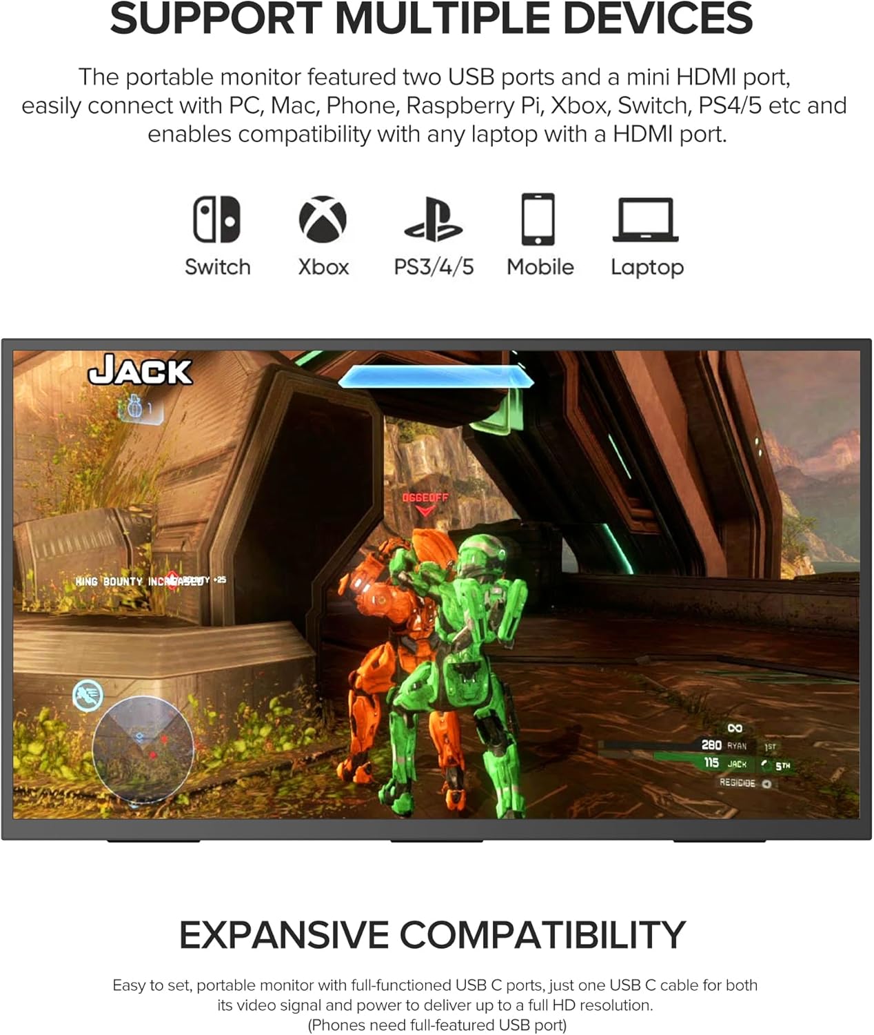 Thumbnail 5 de UPERFECT QLED 24" 120Hz Portable Monitor (1080P, 125% sRGB, 400 nits) with Stand & VESA