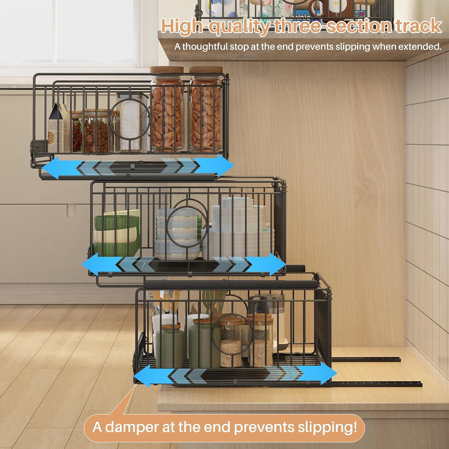 Thumbnail 1 de Ornestia 4-Pack Sliding Stackable Metal Closet Organizers, Black
