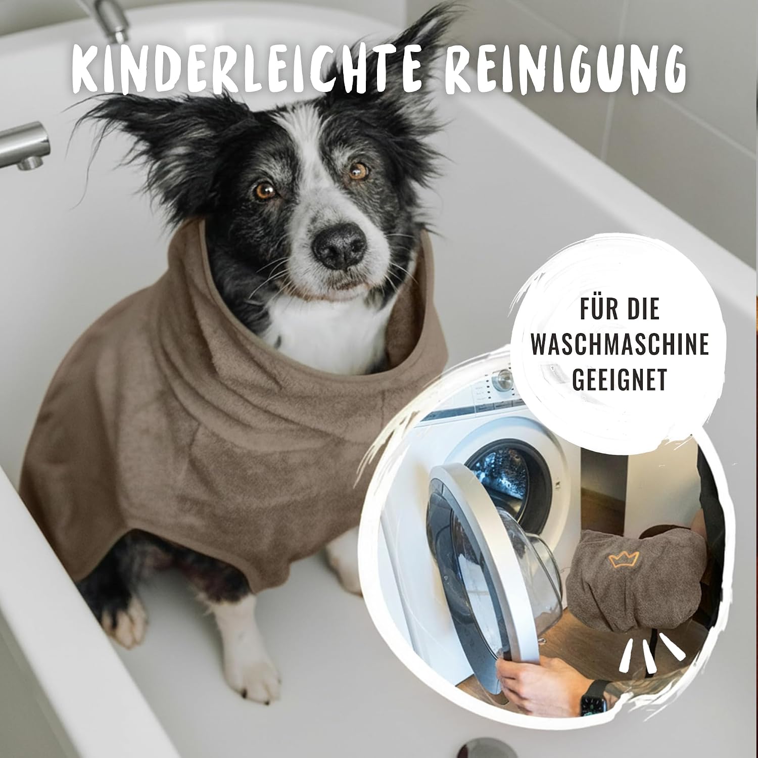 Detalle de Rudelkönig Hundebademantel XL aus 100% Baumwolle – saugstark, kuschelig und ideal für große Hunde
