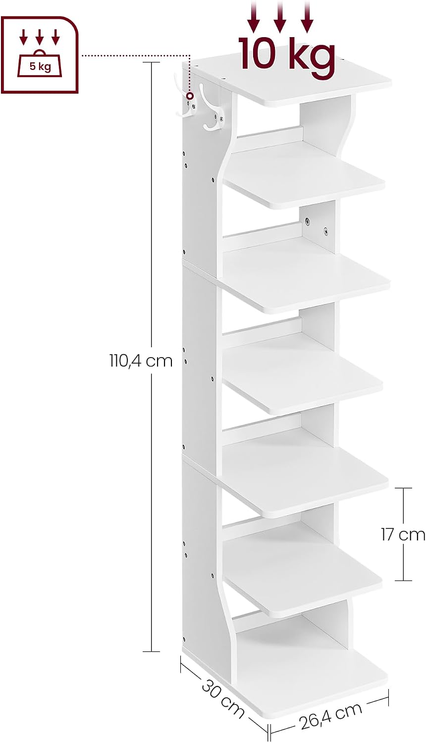 Detalle de VASAGLE LBS200T16 scarpiera a 7 livelli