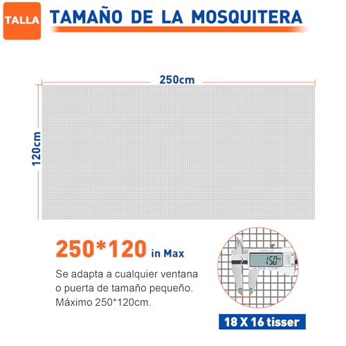 Detalle de HOFUDON Tela Mosquitera Mejorada 120 x 250 cm en Fibra de Vidrio