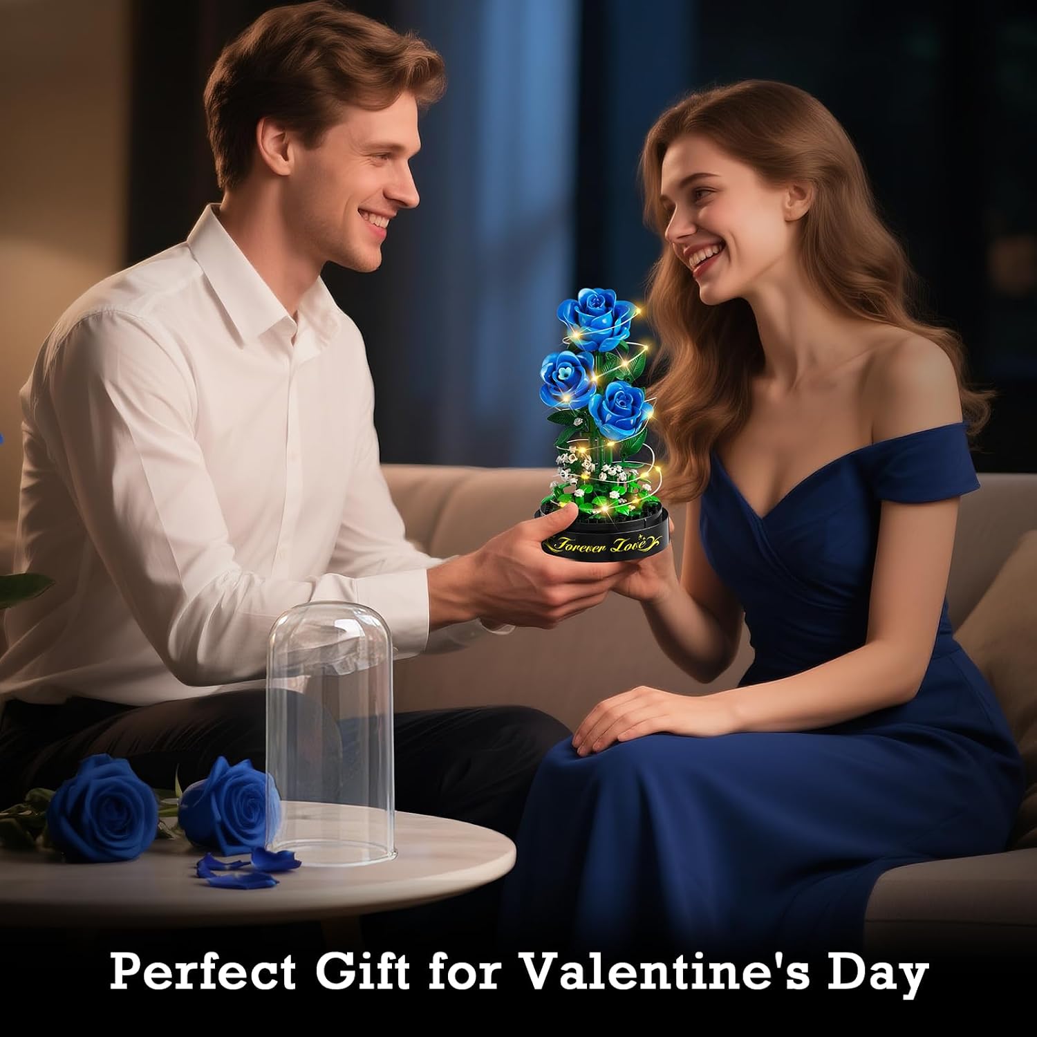 Detalle 2 de HiWEEGO Rosen-Bauset mit LED-Licht und Abdeckung – 219 Teile, Blau