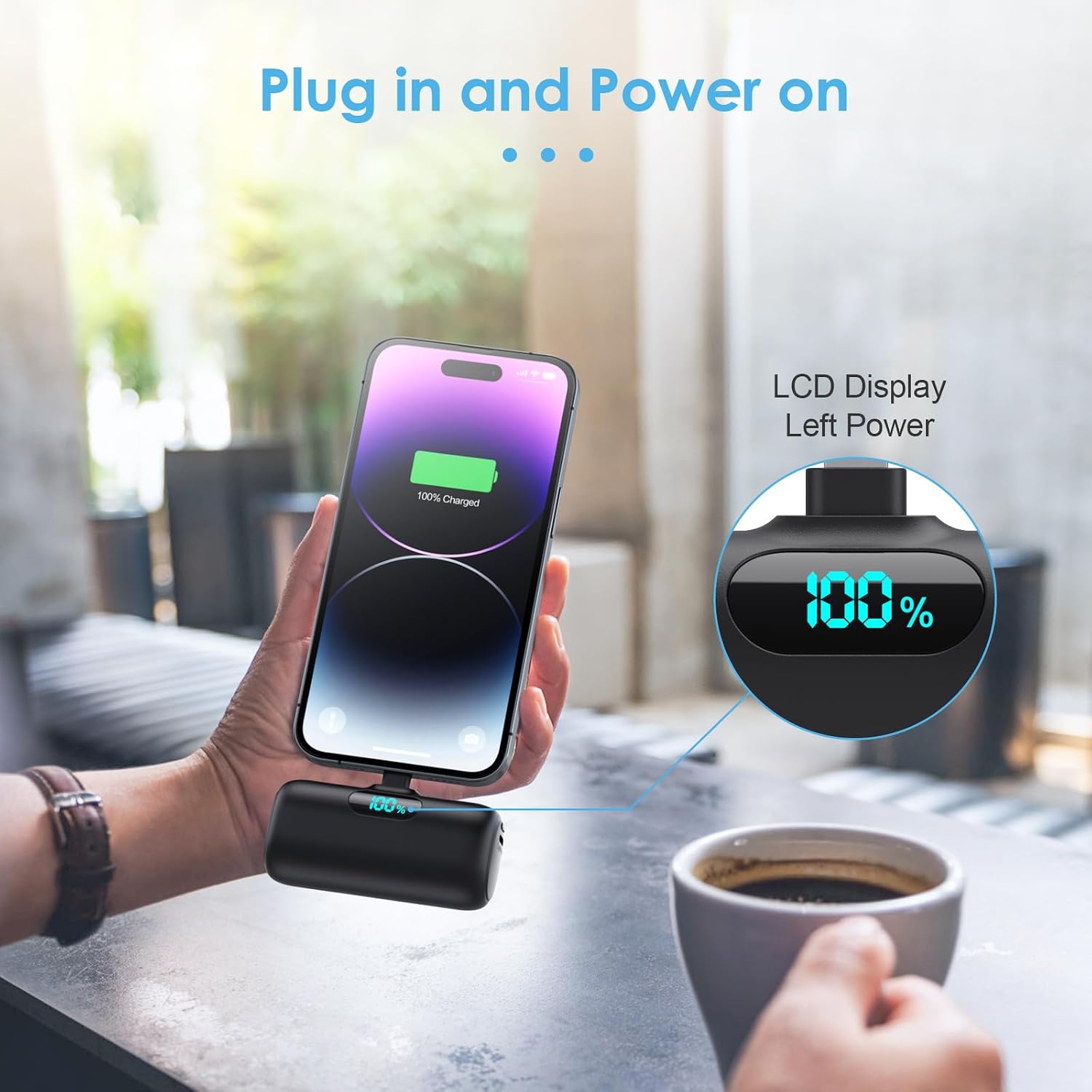 Detalle de Feob 2-Pack 5500mAh Mini Power Bank for iPhone with LCD Display