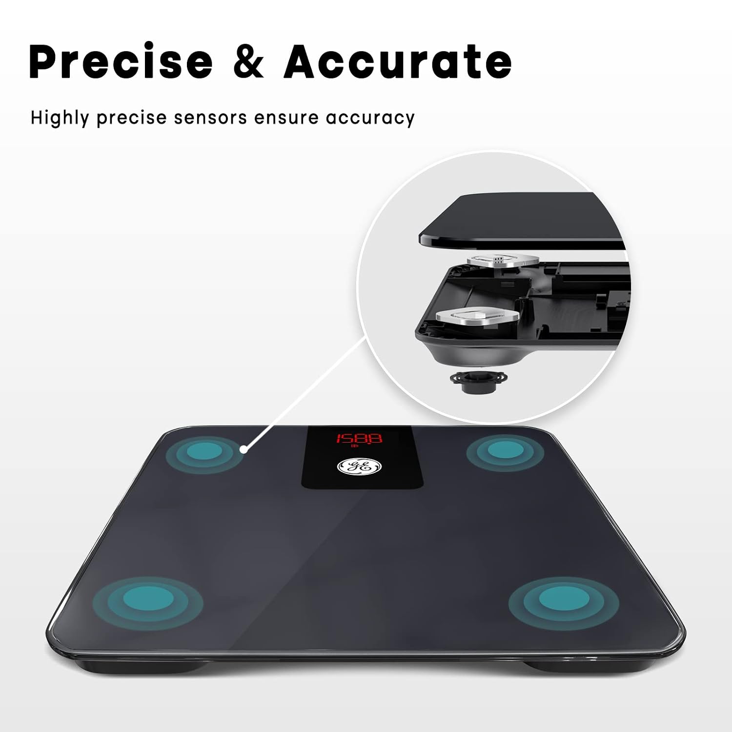 Detalle 1 de GE Fit Prime Digital Bathroom Scale, 400 lb, Bluetooth and BMI Tracking