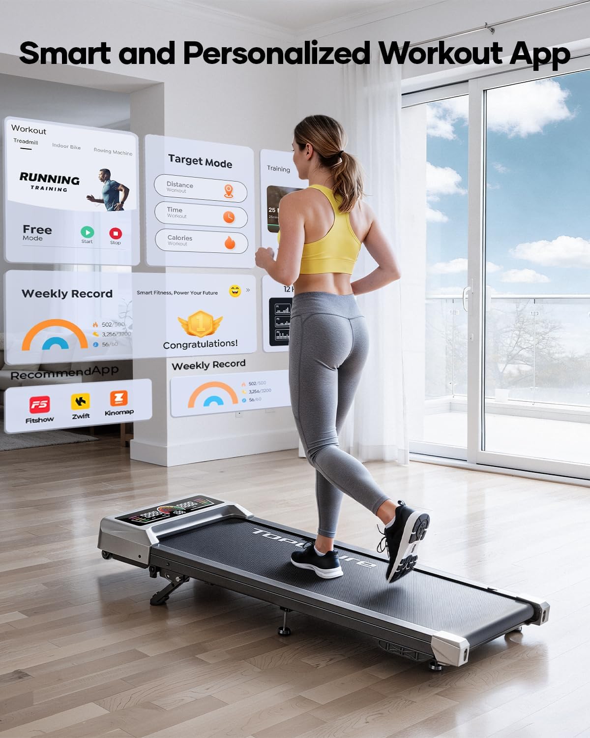 Detalle 2 de Walking Pad Treadmill with 3-Level Manual Incline