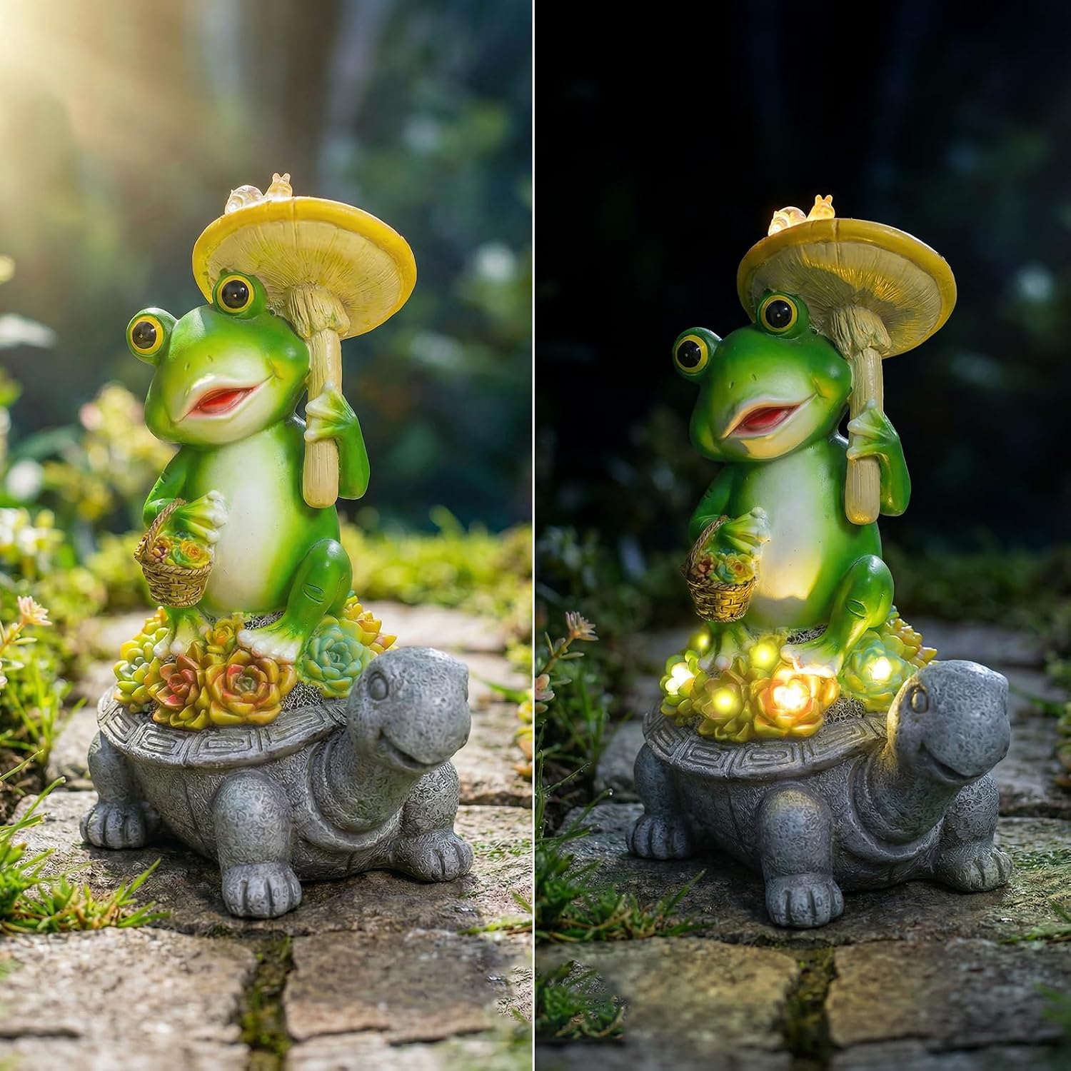 2026 Unique Solar Turtle Garden Statue with LED Lights, Succulent Details & Waterproof Design