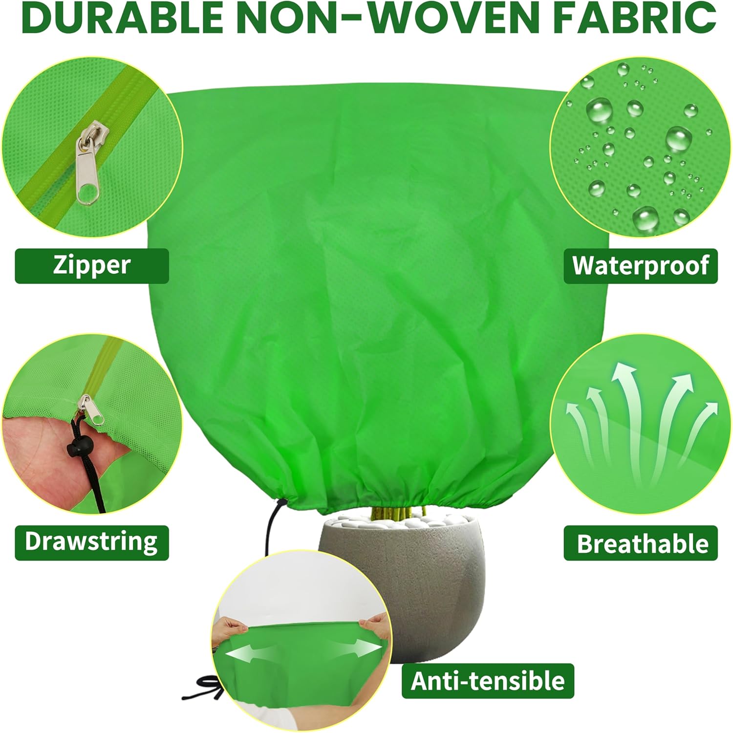 Thumbnail 2 de 2er-Pack große Pflanzenabdeckungen für den Winterschutz (240 x 200 cm) mit Reißverschluss-Kordelzug