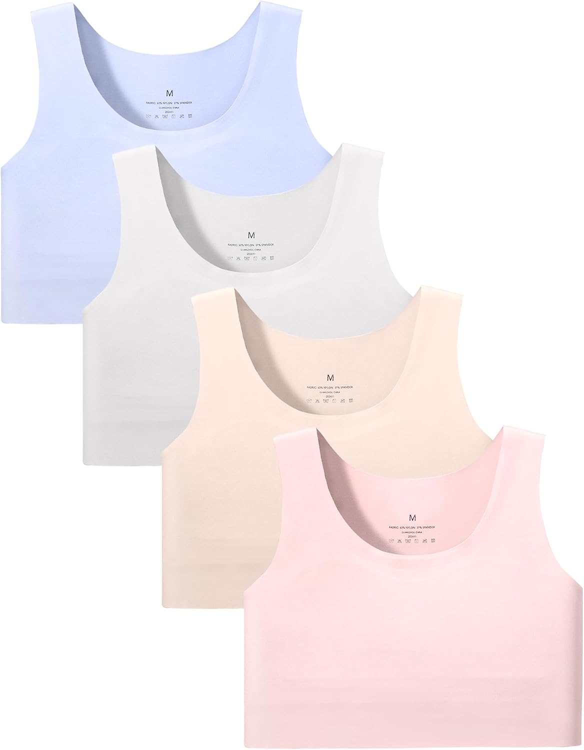 Detalle de Sascina Girls Training Bra, Seamless Longline Crop with Double-Lined Chest