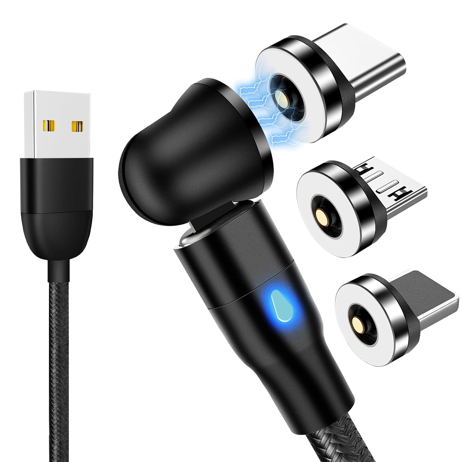 Detalle de AXFEE 2M 3-in-1 Magnetic Charger Cable with 540° Rotating Head and Organizer