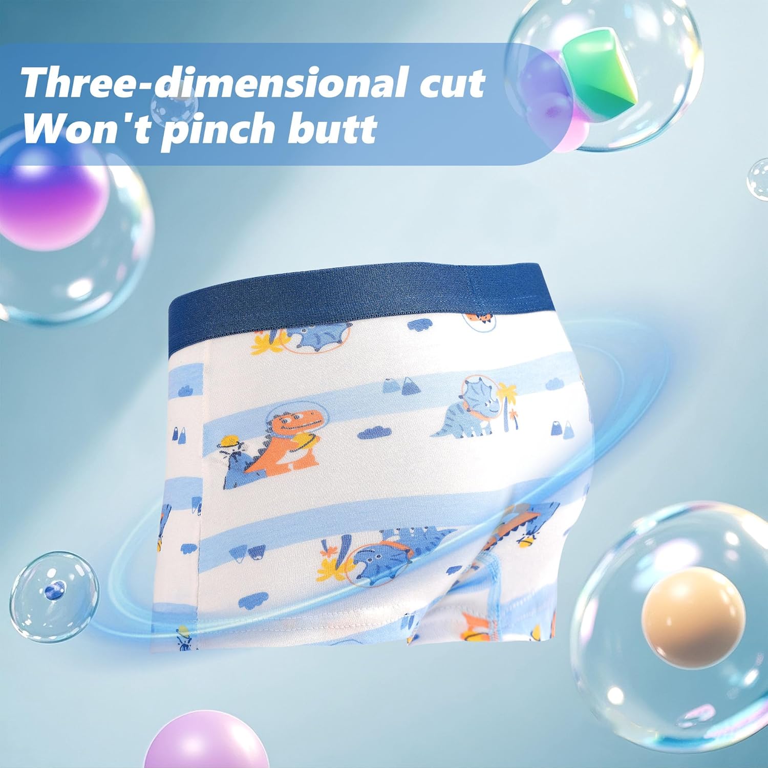 Detalle de GRPSKCOS Boys Underwear 4 Pack – Toddler Boxer Shorts with 3D Design and Dino Patterns