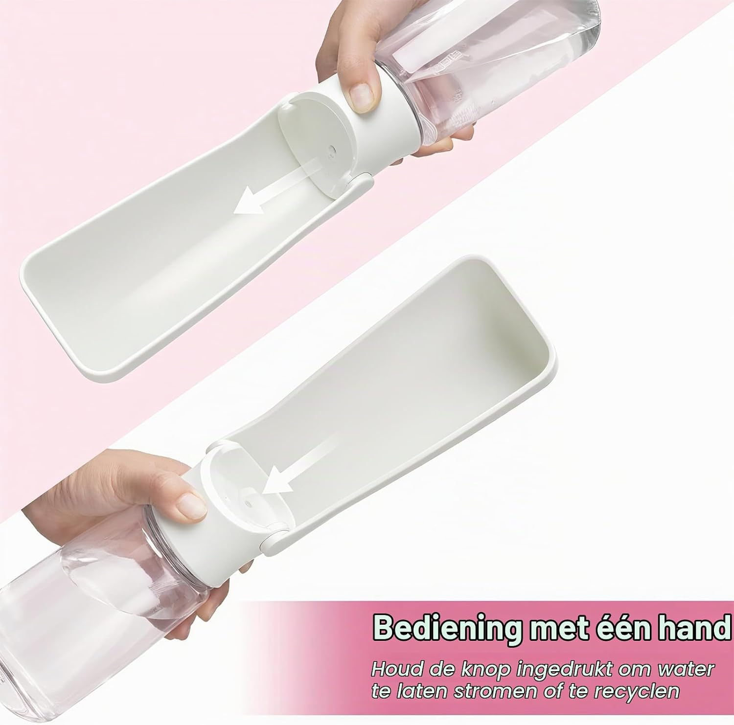 Detalle de Canareen opvouwbare drinkfles voor hond en kat, 550 ml, wit, vaatwasbestendig